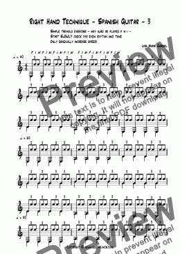 page one of Right Hand Technique - Spanish Guitar - 3