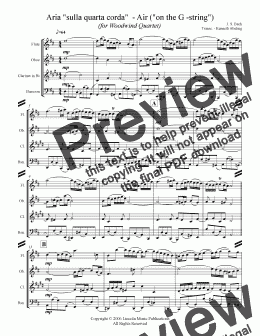 page one of Bach - Aria "sulla quarta corda" - “Air on the G-String" (Woodwind Quartet)