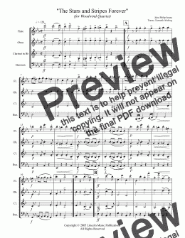 page one of March - The Stars & Stripes Forever (Woodwind Quartet)