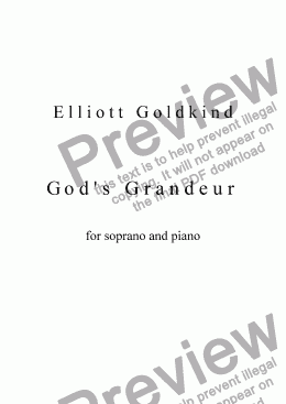 page one of God's Grandeur (for voice and piano)