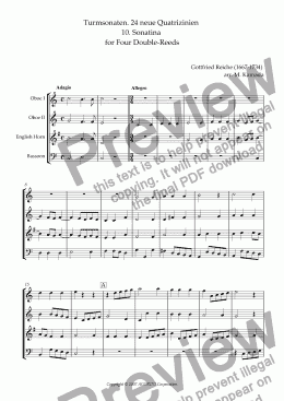 page one of Turmsonaten. 24 neue Quatrizinien 10. Sonatina for Four Double-Reeds
