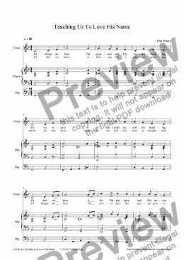 page one of Teaching us to Love His Name [Hymn/ Org]
