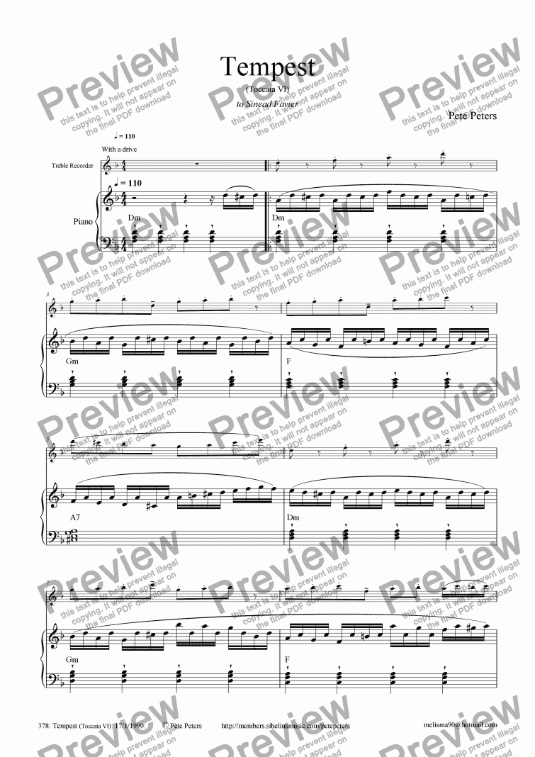 page one of Tempest [Flute or Rec]
