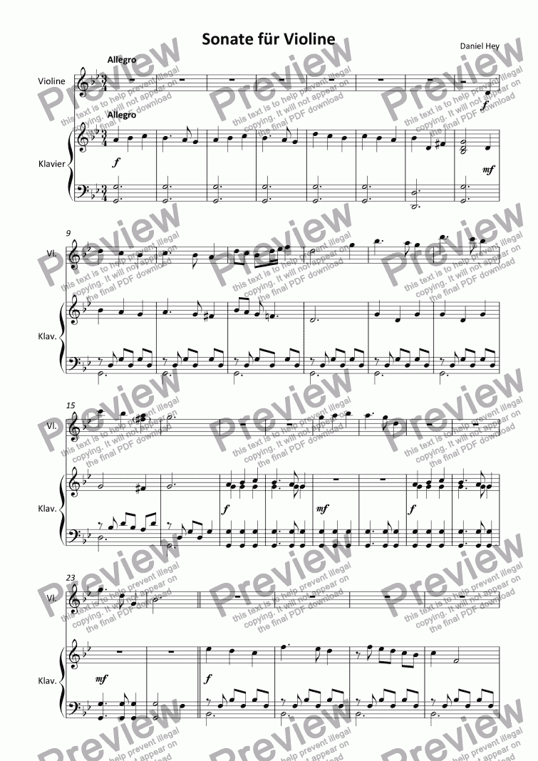 page one of Sonata for Violin (and Piano)