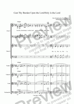 page one of Cast Thy Burden/Holy is the Lord with string accompaniment