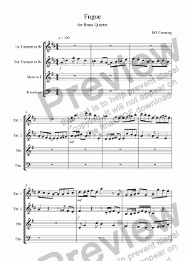 page one of Fugue for Brass Quartet