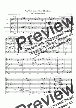 page one of Jazz Christmas Carol - We Wish You A Merry Christmas (Woodwind Quartet)