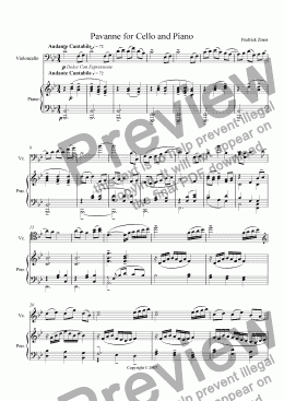 page one of Pavanne for Cello and Piano