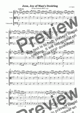 page one of Bach Jesu Joy for String Trio