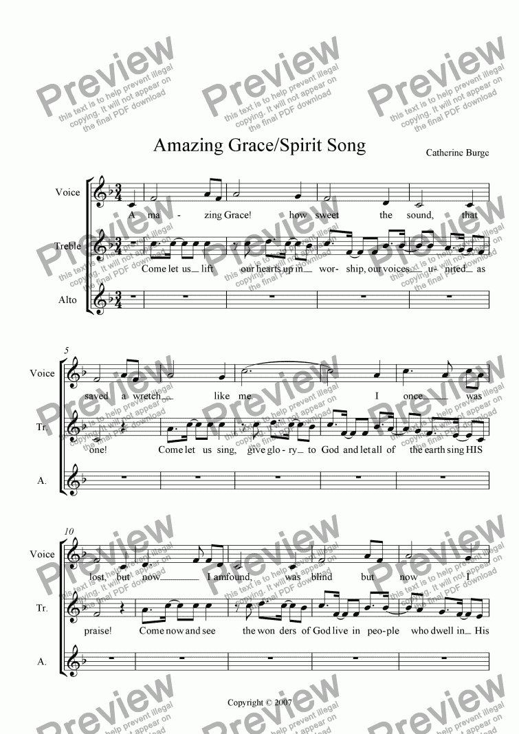 page one of Come let us lift our hearts/Amazing Grace Medley