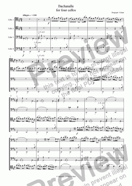 page one of Respighi/Cohen - BACHANALLE - for cello quartet