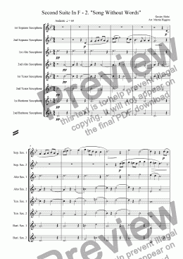 page one of Second Suite In F - 2. "Song Without Words" (Saxophone Octet)