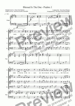 page one of 24- Blessed Is The One - Psalms 1st - in A - Choir (SATB) and Piano (Original by Alvin Lloyd Masters)