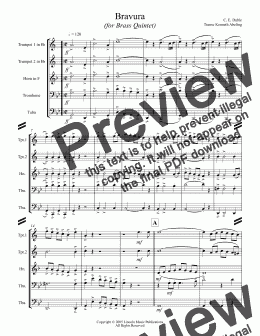 page one of March - Bravura (for Brass Quintet)