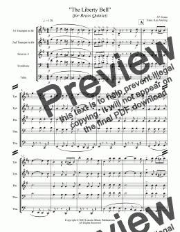 page one of March - The Liberty Bell (Brass Quintet)