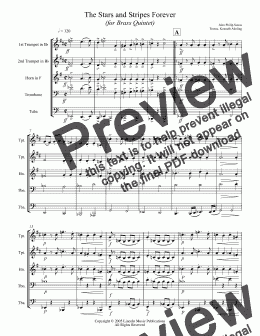 page one of March - The Stars & Stripes Forever (Brass Quintet)