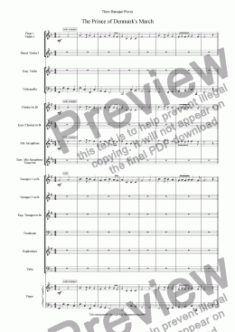 page one of 3 Baroque Pieces:Prince of Denmark’s March, Menuet and  Ronde
