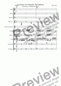 page one of Concerto For Soprano Saxophone Movement 1