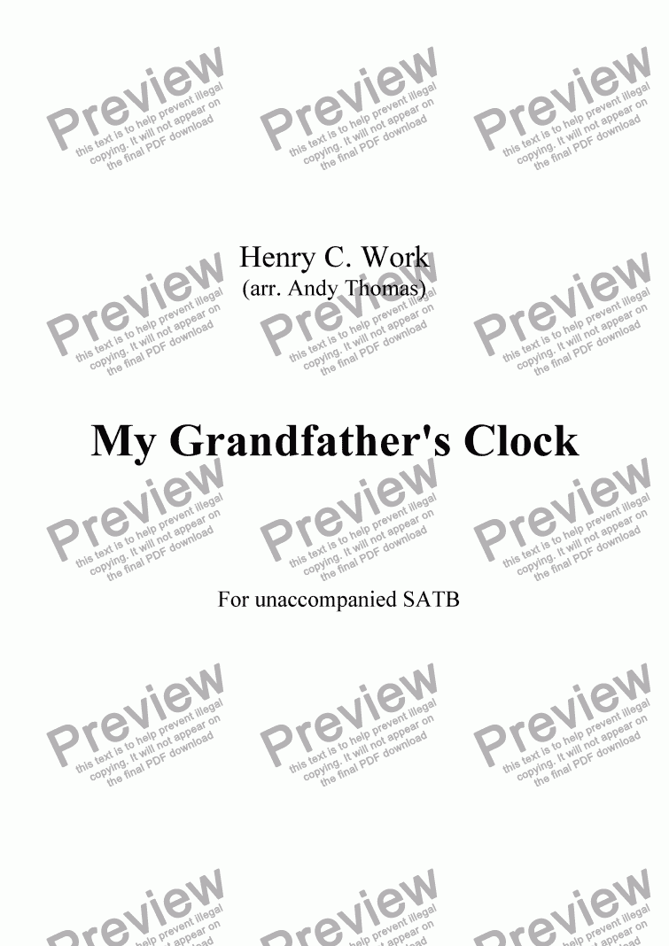page one of My Grandfather’s Clock