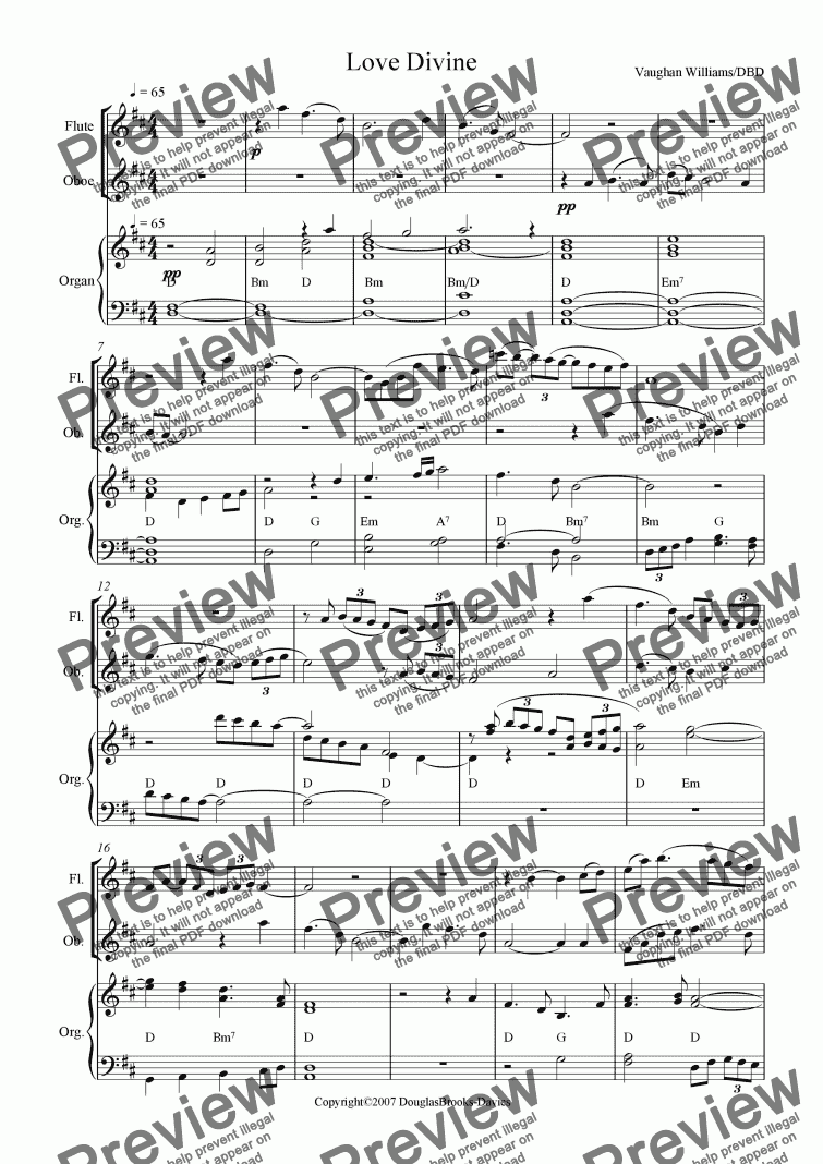 page one of Brooks-Davies: O Love Divine: An instrumental prelude (fl, ob, organ) 