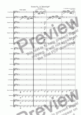 page one of Moonlight Sonata - 3rd Movement (C# Minor) - Brass Band with Cornet and Euphonium Duet