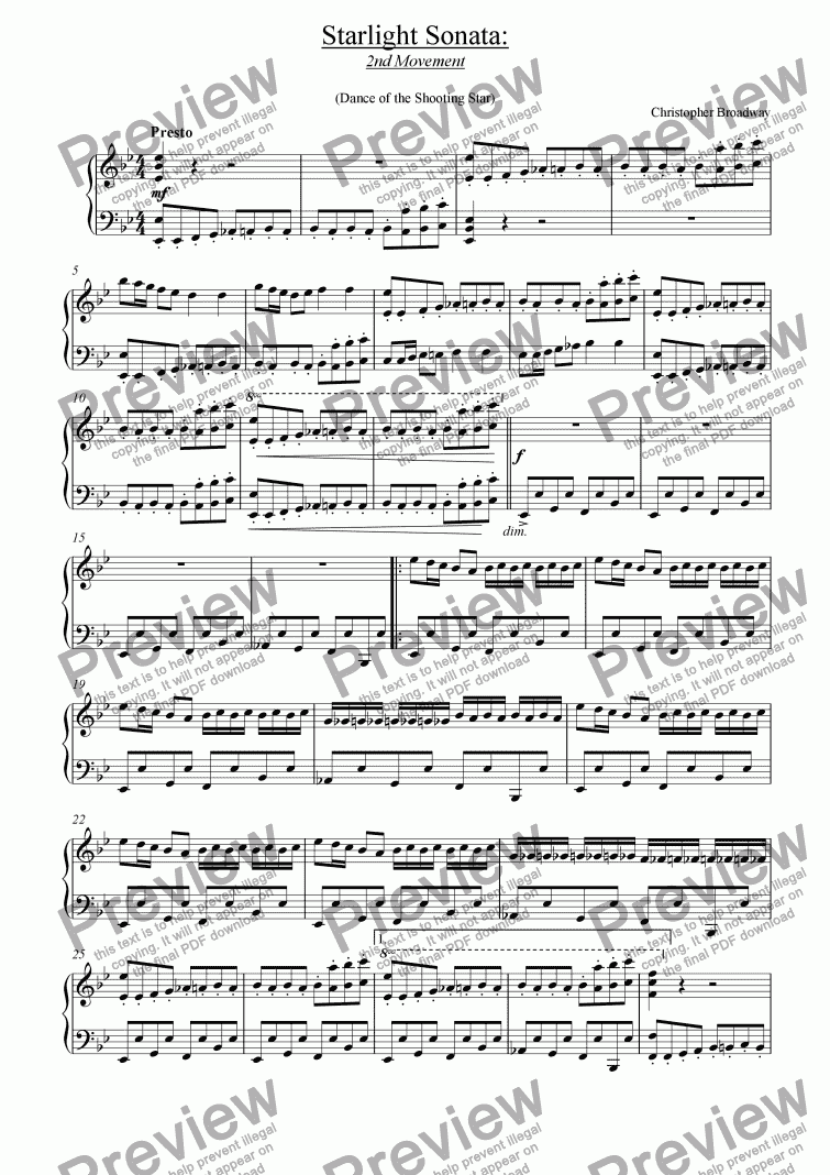 page one of Starlight Sonata: 2nd Movement