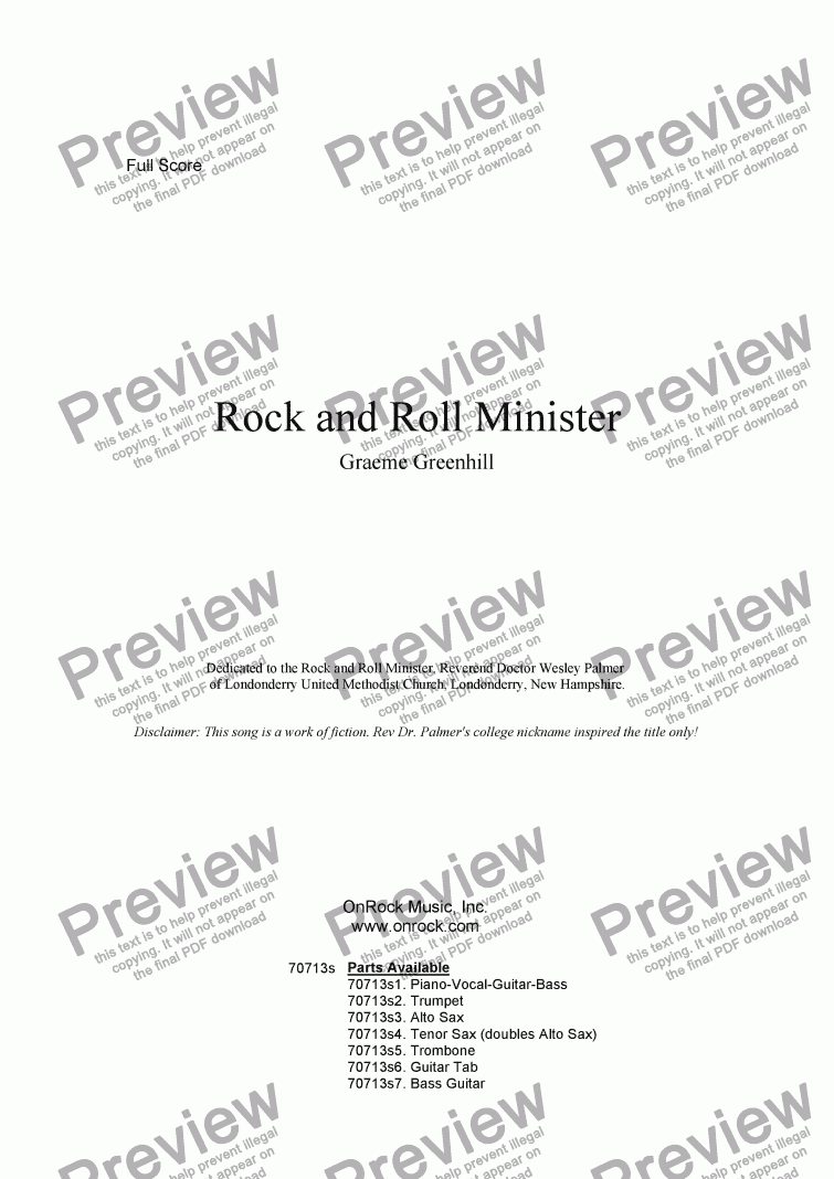 page one of Rock and Roll Minister