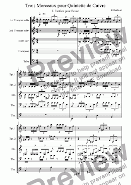 page one of Trois Morceaux pour Quintette de Cuivre - 1st mvt.