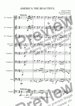page one of America the Beautiful (brass choir)