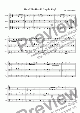 page one of Hark! The Herald Angels Sing!  (violin, viola, viola)