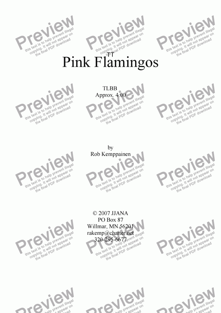 page one of Pink Flamingos- a barbershop quartet  BUY ONE PRINT MANY