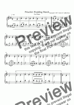 page one of Priscila's Wedding March - Piano Only Version