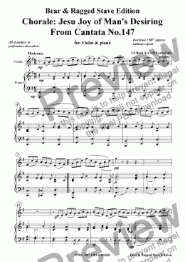 page one of Chorale: Jesu Joy of Man's Desiring for violin & piano