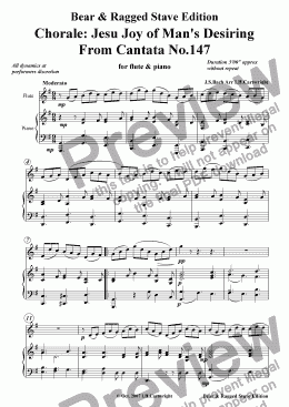 page one of Chorale: Jesu, joy of Man's Desiring for flute & piano