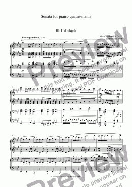 page one of Sonata for piano quatre-mains - III Hallelujah