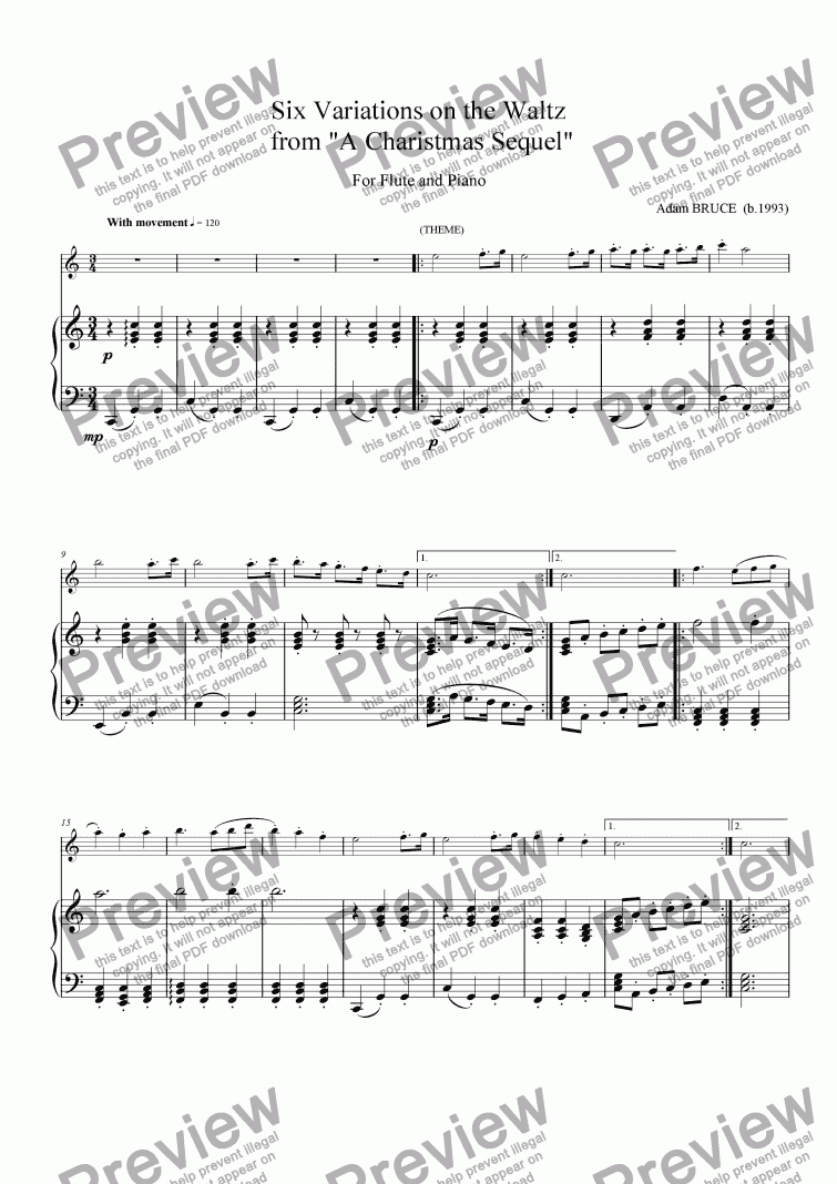 page one of Six Variations on the waltz from "A Christmas Sequel"