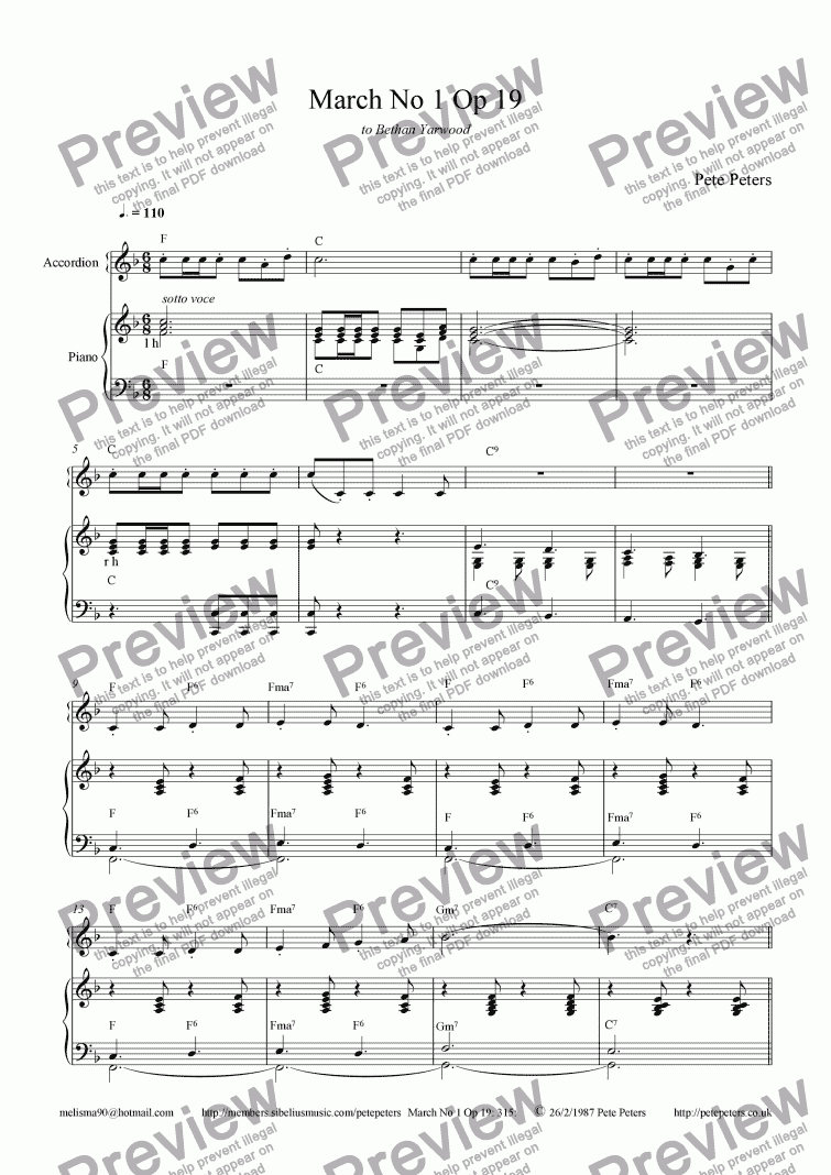 page one of March No 1 [Accordion version + Piano]