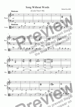page one of Song Without Words [Cycle Two # 46] [Piano, Viola]