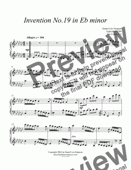 page one of Invention No.19 in Eb minor