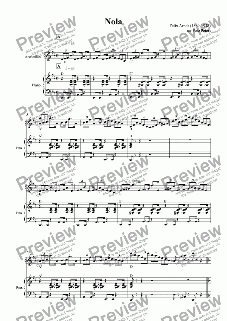 page one of Nola  [Accordion + Piano}