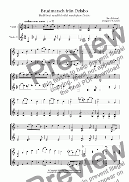 page one of Bridal march from Delsbo (Sweden) / Brudmarsch från Delsbo for violin duet
