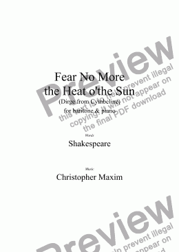 page one of Fear no more the heat o’the sun (Song for Baritone and Piano)