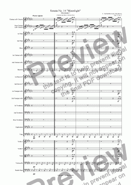 page one of Moonlight Sonata - 3rd Movement (C# Minor) - Orchestra with Clarinet and Bass Clarinet Duet