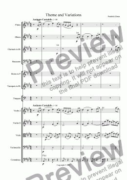 page one of Theme and Variations for Orchestra