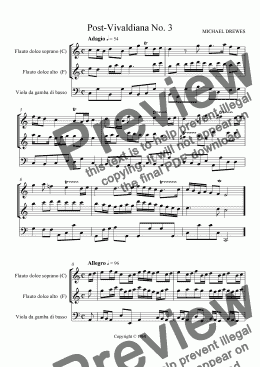 page one of Post Vivaldiana No. 3 (Recorders and Bass Viol)