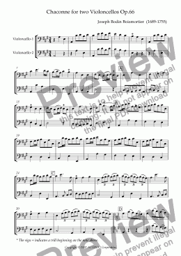 page one of Chaconne for two Violoncellos Op.66