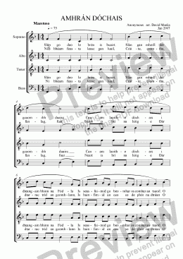 page one of Amhrán Dóchais - Anthem of Hope (SATB + Descant)