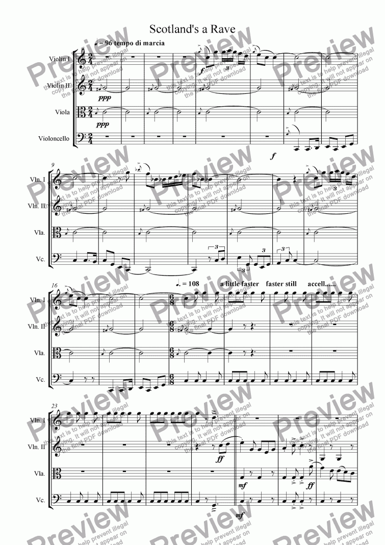 page one of scotland the brave strings