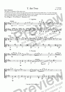 page one of T. for Two (Oboe and Guitar)