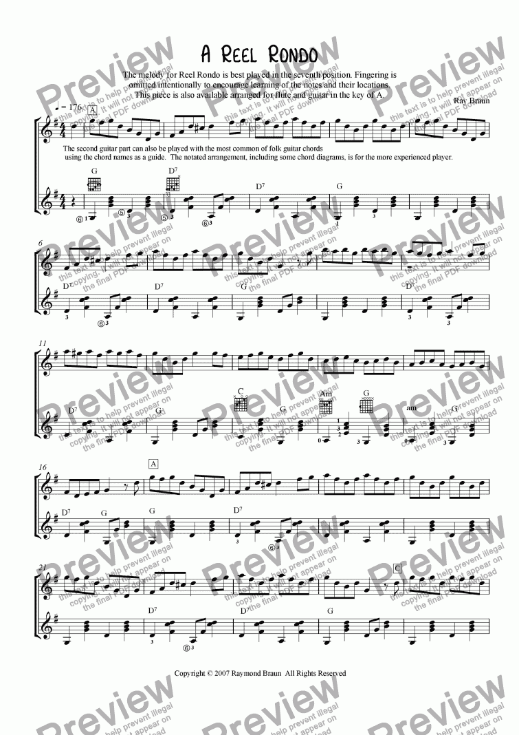 page one of A Reel Rondo for Two Guitars in G